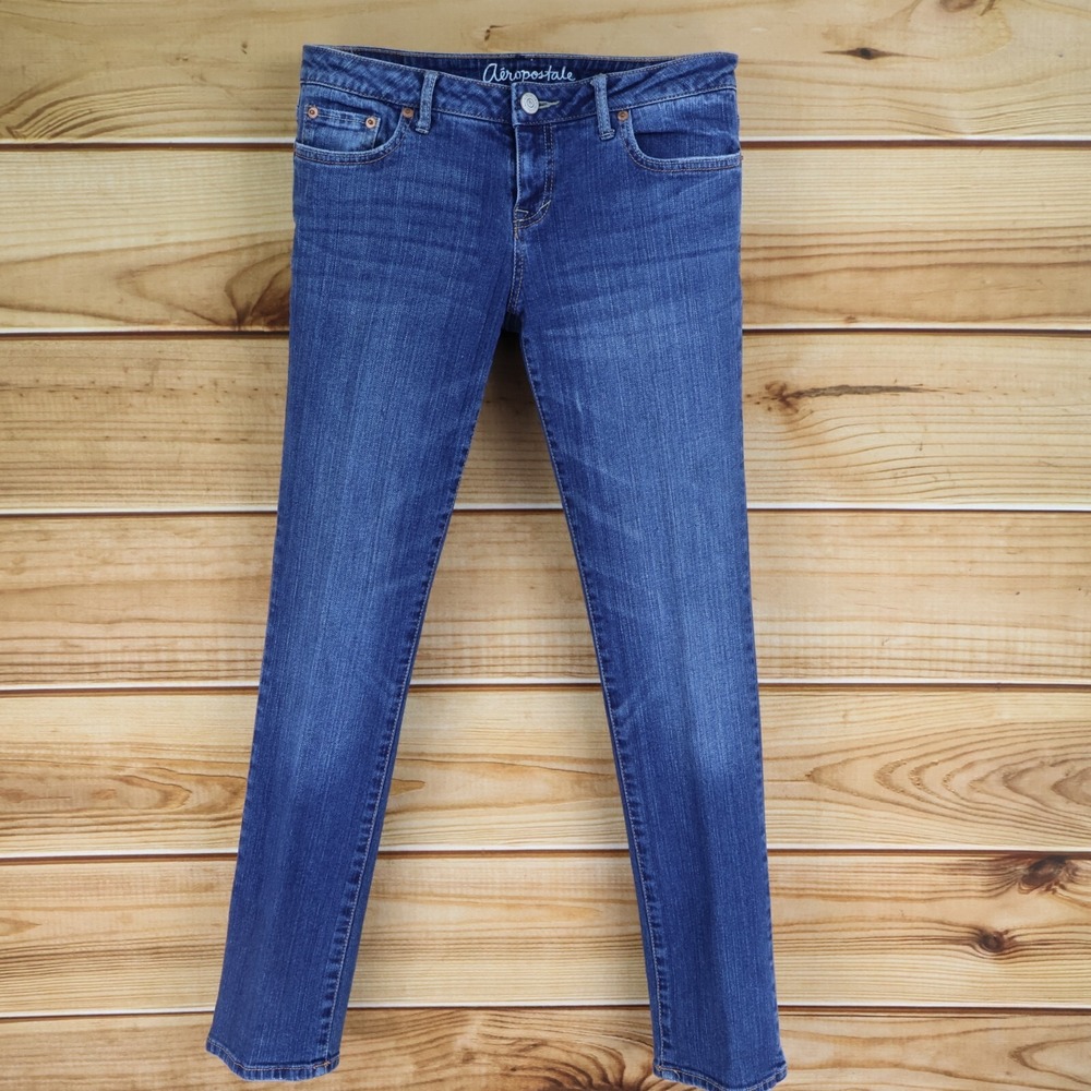 Aeropostale Skinny Jeans Bayla Fit Womens 6 Short Blue Dark Wash Denim Stretch